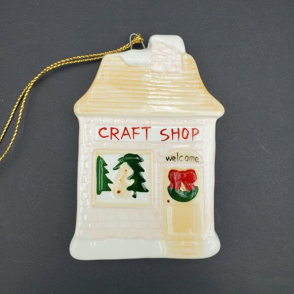 Ceramic Village Christmas Tree Ornaments Post Office School Craft Shop House - Picture 4 of 6